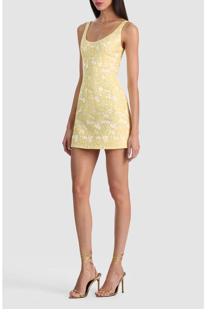 Metallic Floral Jacquard Minidress, Alternate, color, BUTTER