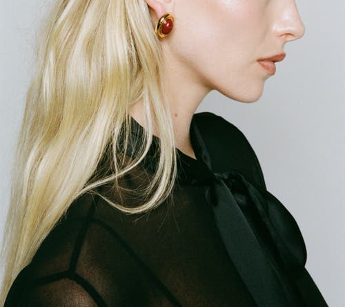 HEAVEN MAYHEM Prize Earrings in Gold/burgundy  product