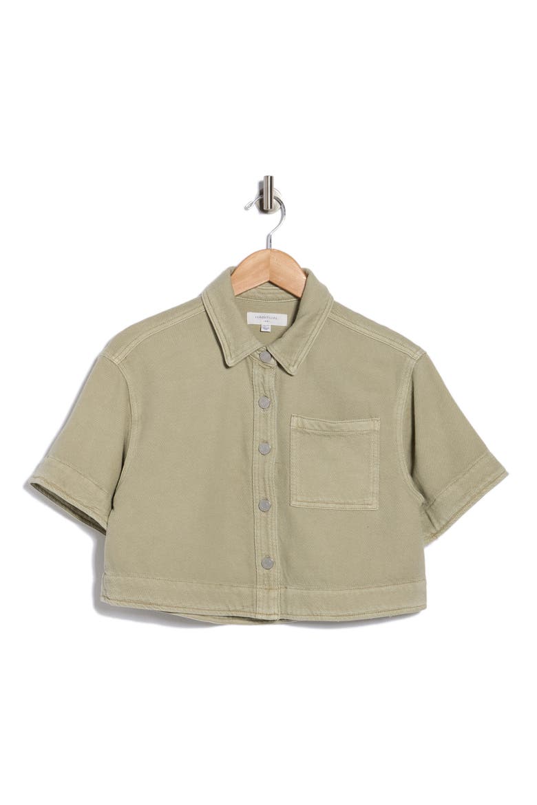 Crop Stretch Cotton Shacket, Alternate, color, TEA