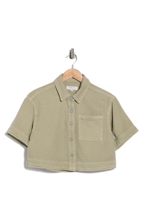 Crop Stretch Cotton Shacket