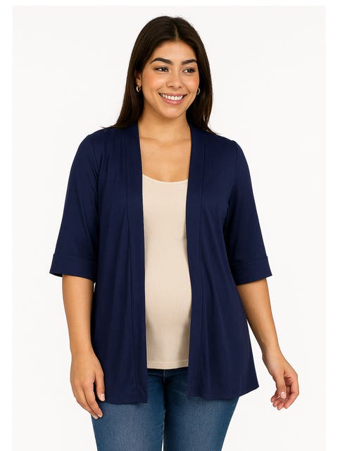 Maternity Open Front Elbow Length Sleeve Cardigan