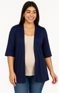 24seven Comfort Apparel Maternity Open Front Elbow Length Sleeve Cardigan