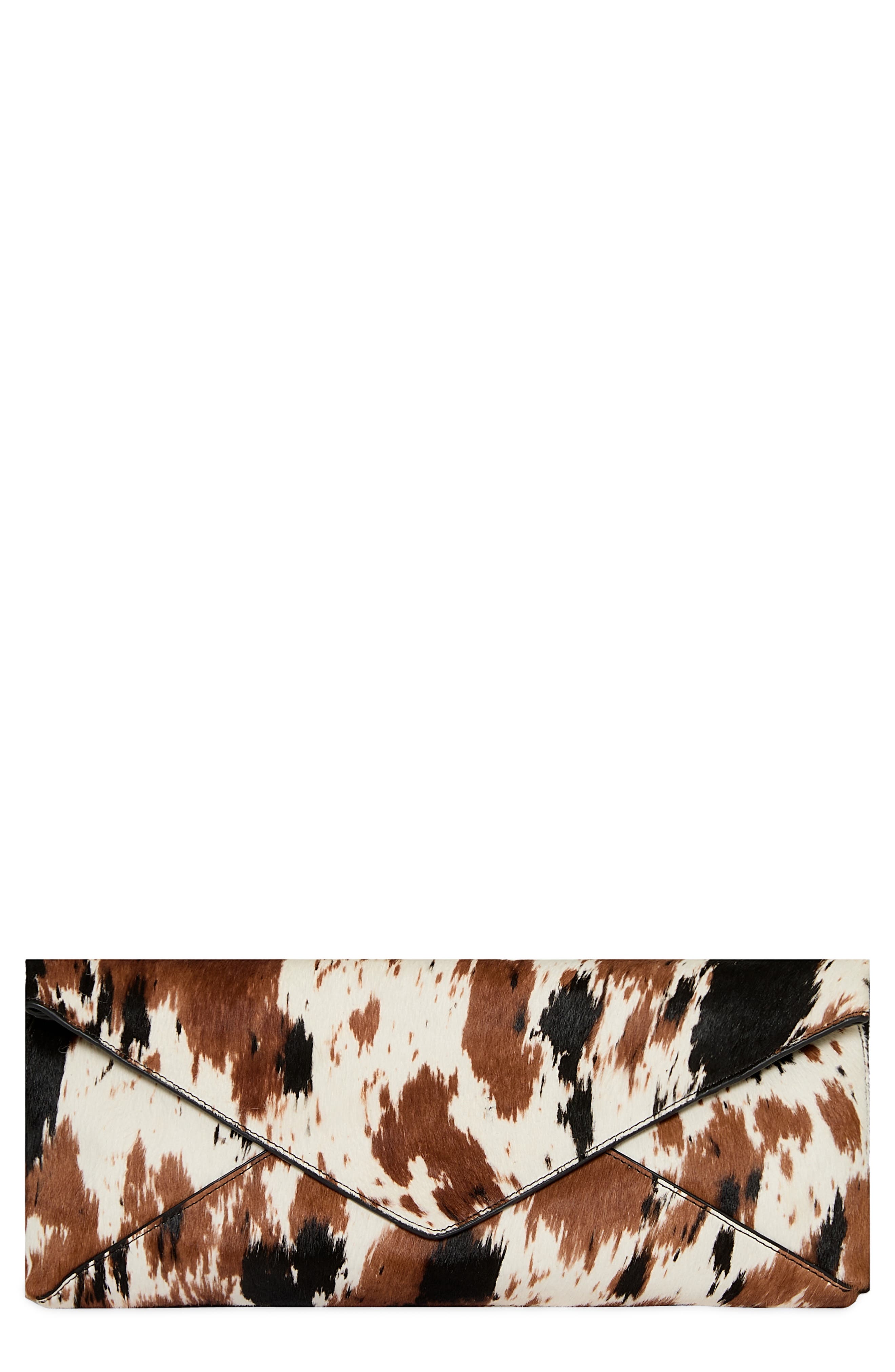 Item Calf Hair Envelope Clutch, Main, color, BROWN/ WHITE