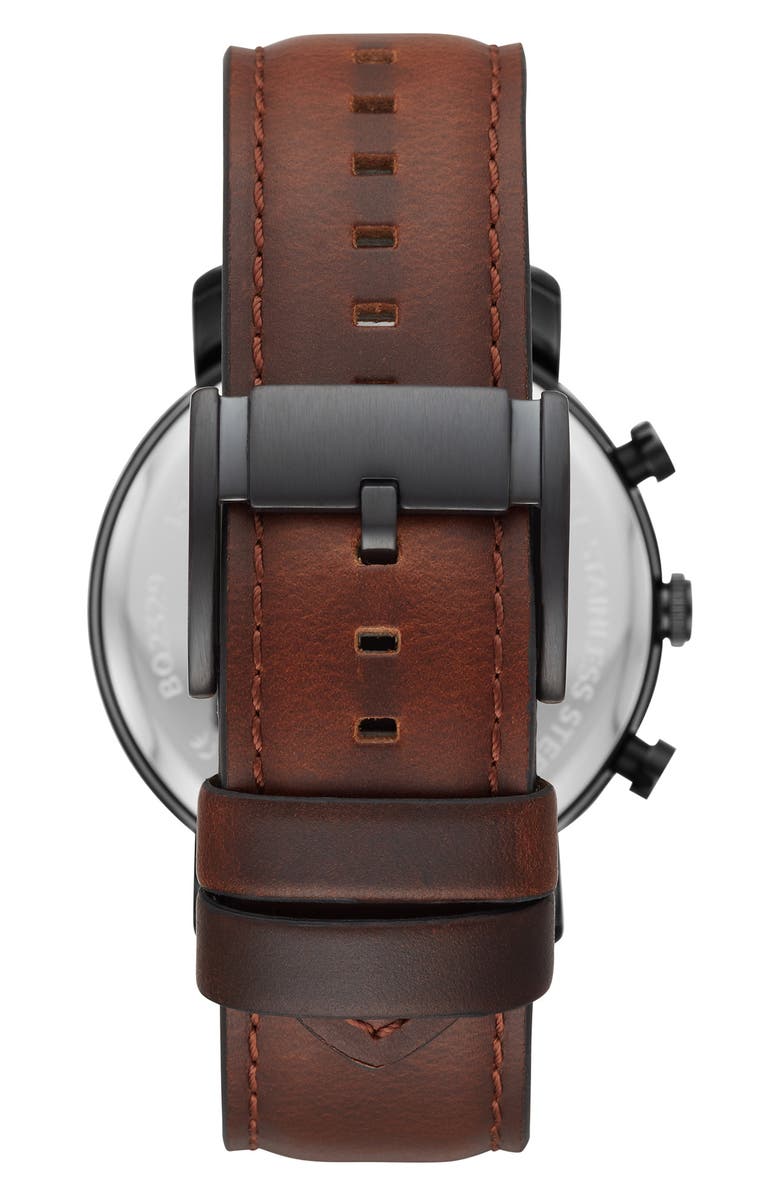 Fossil Luther Chronograph Leather Strap Watch, 44mm, Alternate, color, 