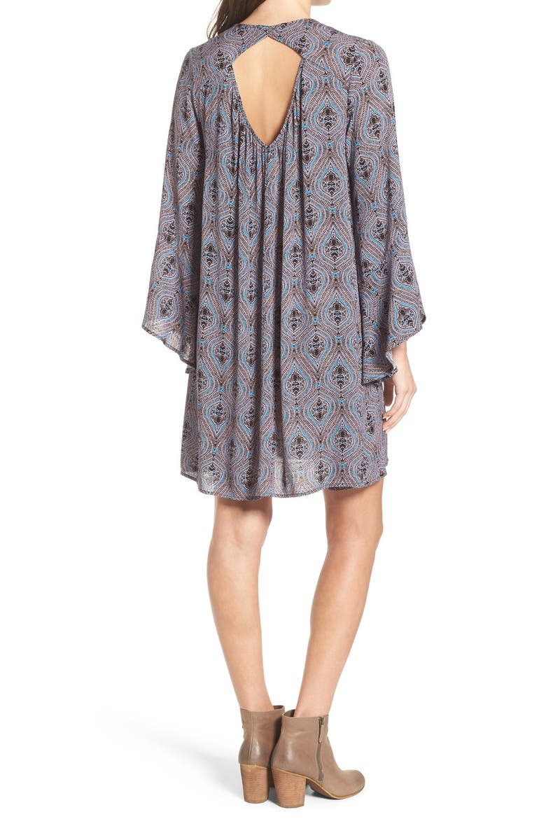 Whitney Bell Sleeve Woven Shift Dress, Alternate, color, BLUE MULTI