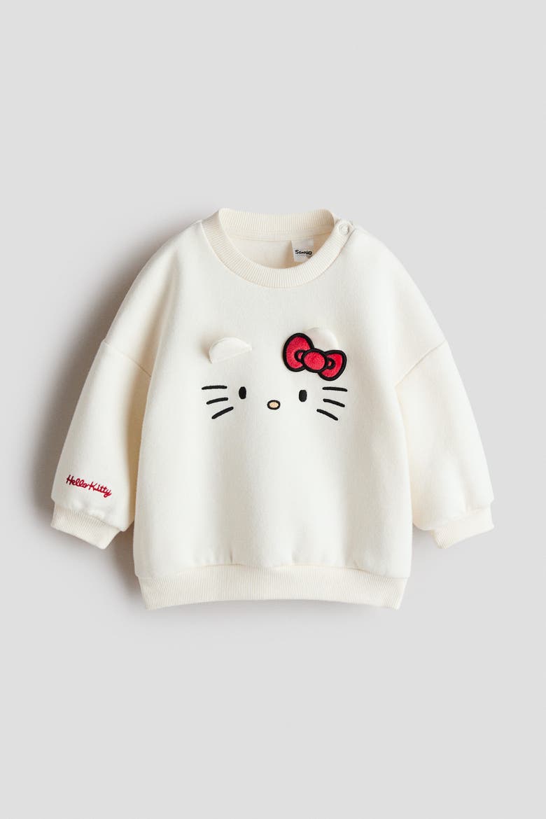 Motif-detail Sweatshirt, Alternate, color, White/Hello Kitty