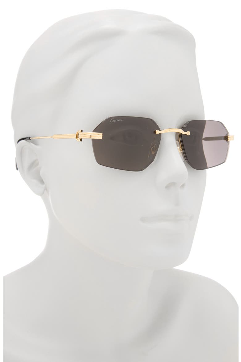 54mm Frameless Sunglasses, Alternate, color, GOLD / GREY LENS