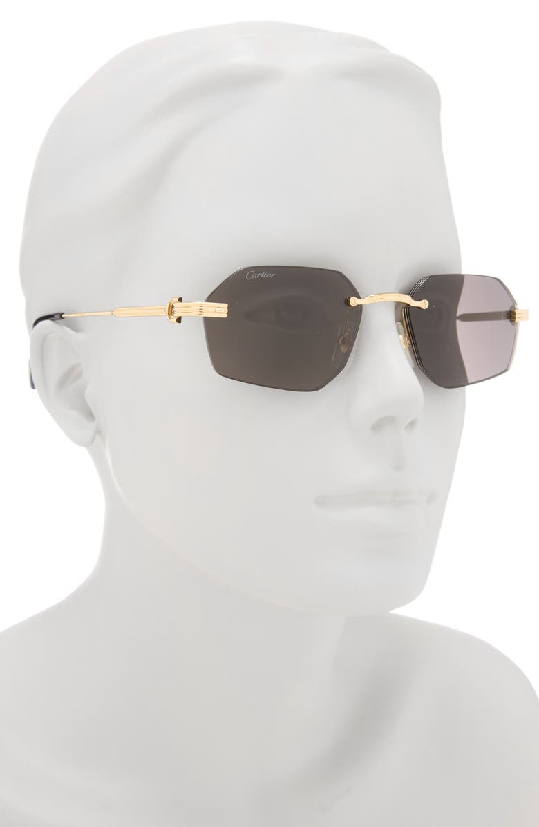 Cartier 54mm Frameless Sunglasses, Alternate, color, Gold / Grey Lens