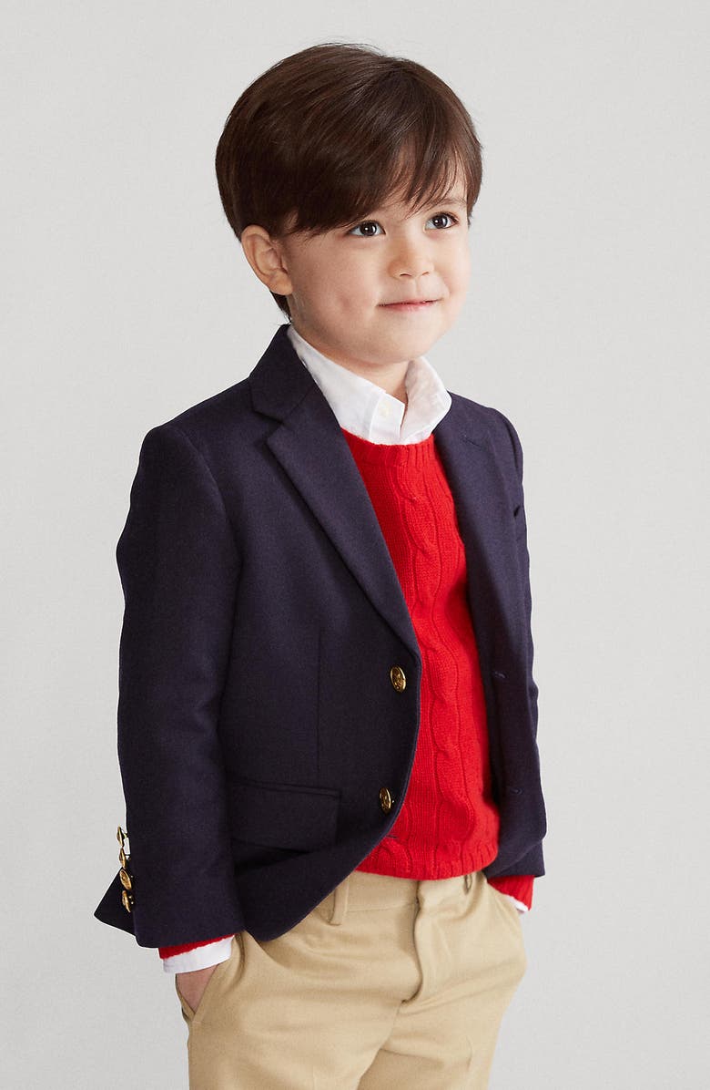 Polo Ralph Lauren Kids' Lessona Wool Blazer, Alternate, color, Navy