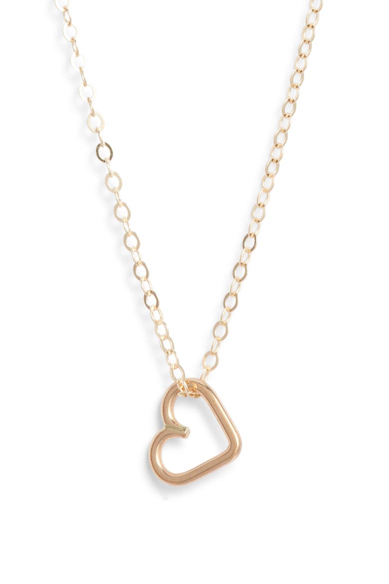 Mini Heart Pendant Necklace, Main, color, GOLD FILL