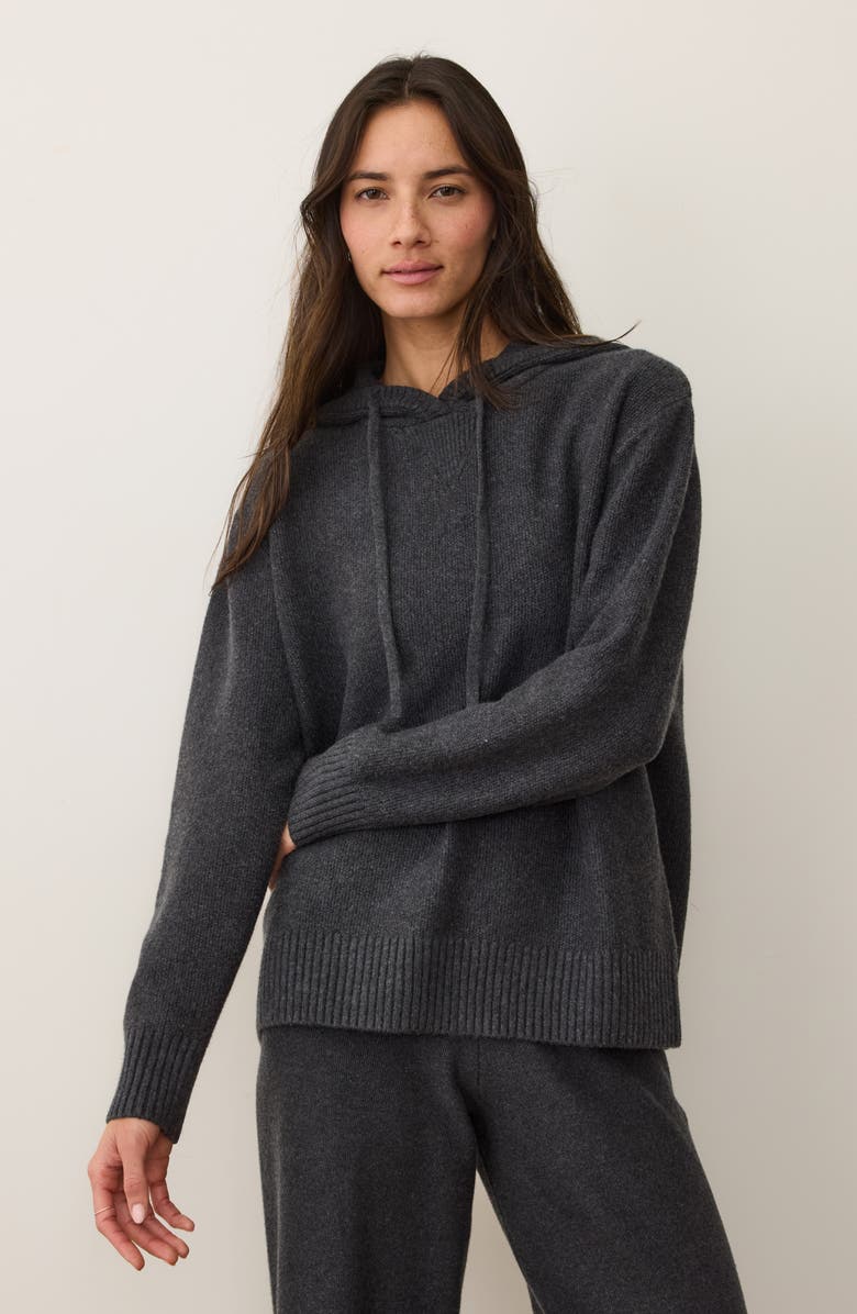 Marine Layer Chalet Cotton Blend Knit Hoodie, Alternate, color, Charcoal