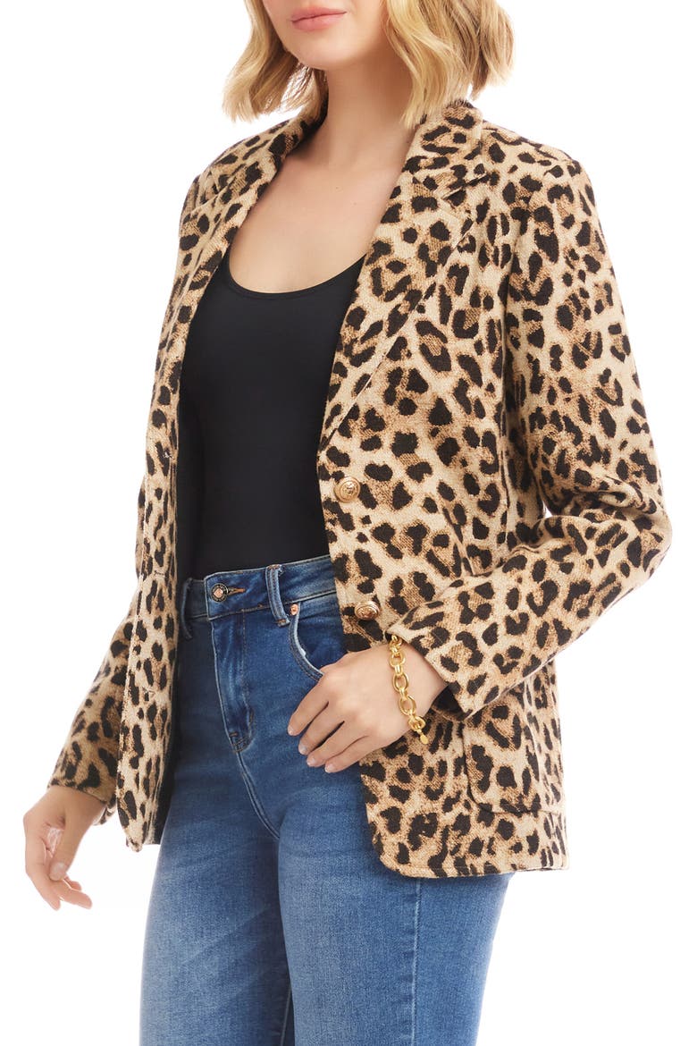 Leopard Print Jacquard Blazer, Alternate, color, LEOPARD