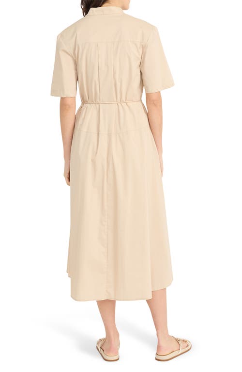 Luxely Tie Belt Midi Shirtdress In Irish Cream
