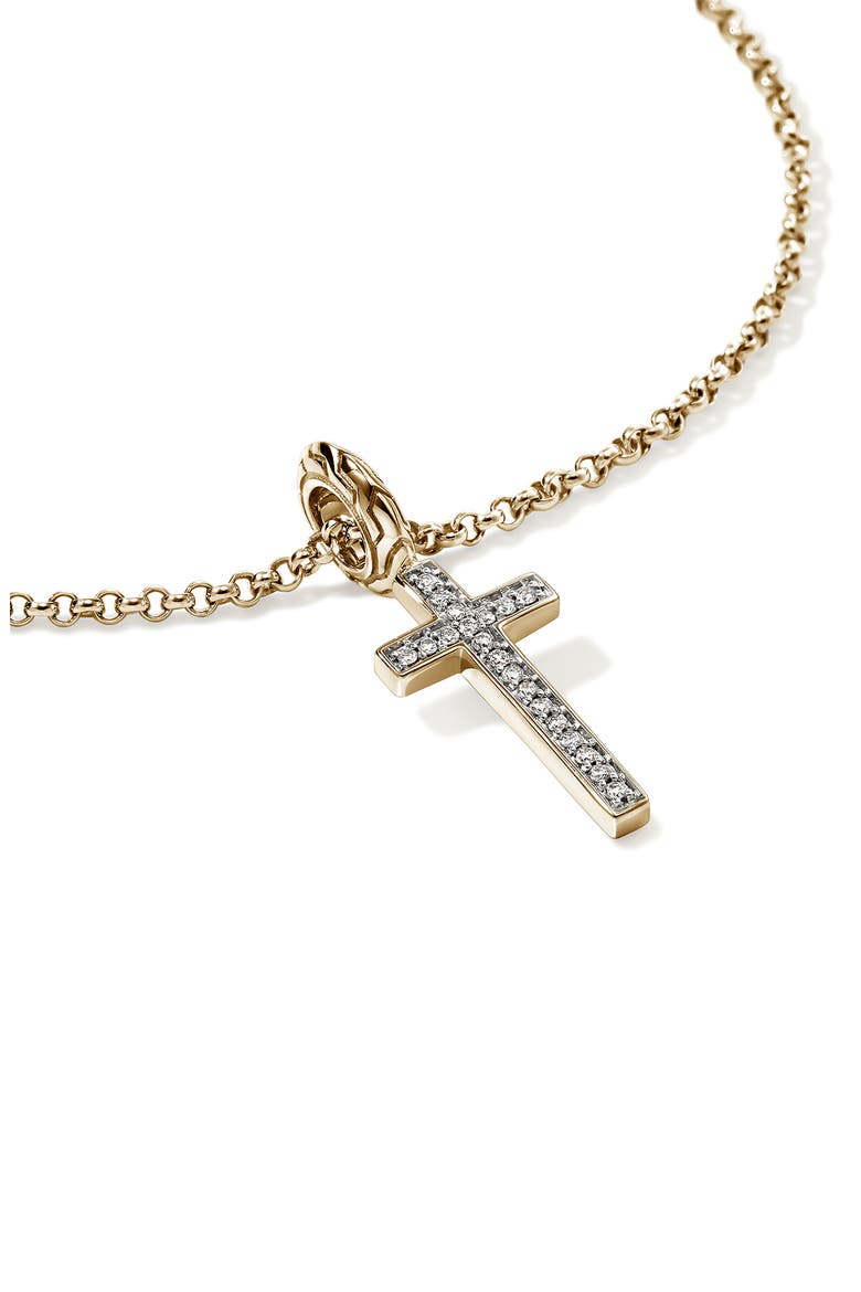 JH Essentials Cross Necklace, 14K Gold, Diamonds, Alternate, color, GOLD