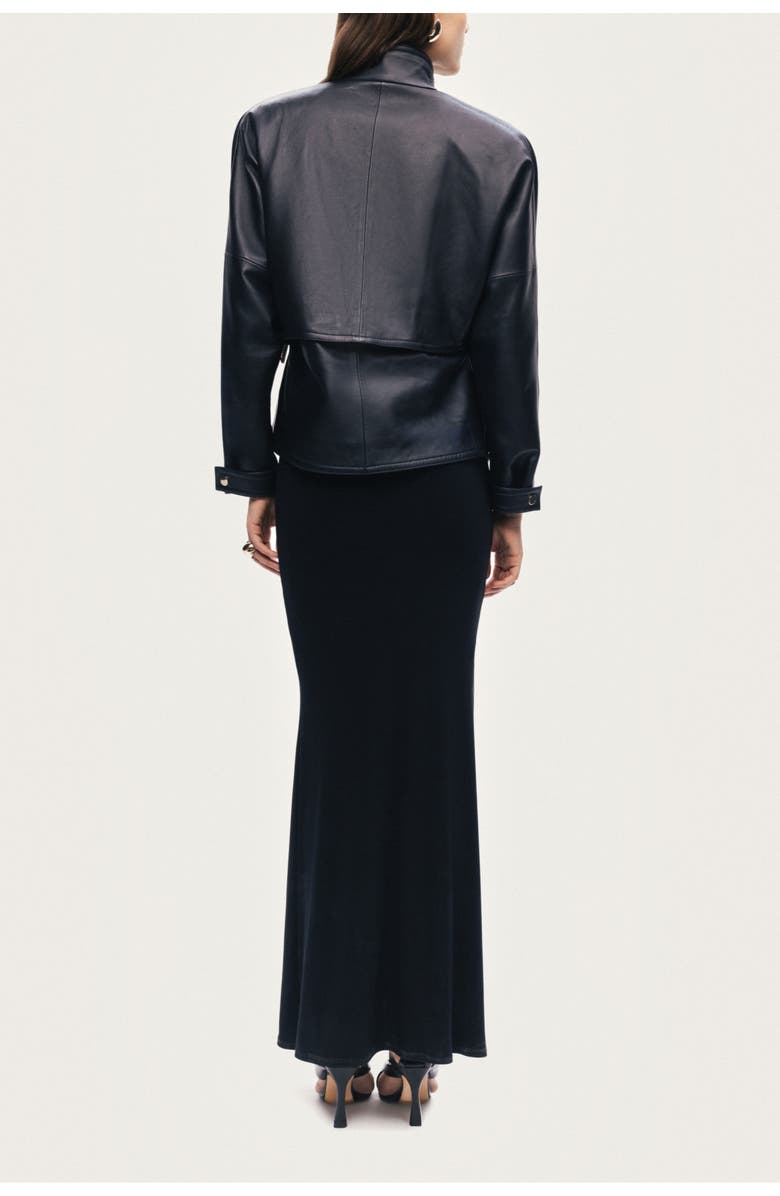 Nocturne Leather Wrap Jacket, Alternate, color, Black