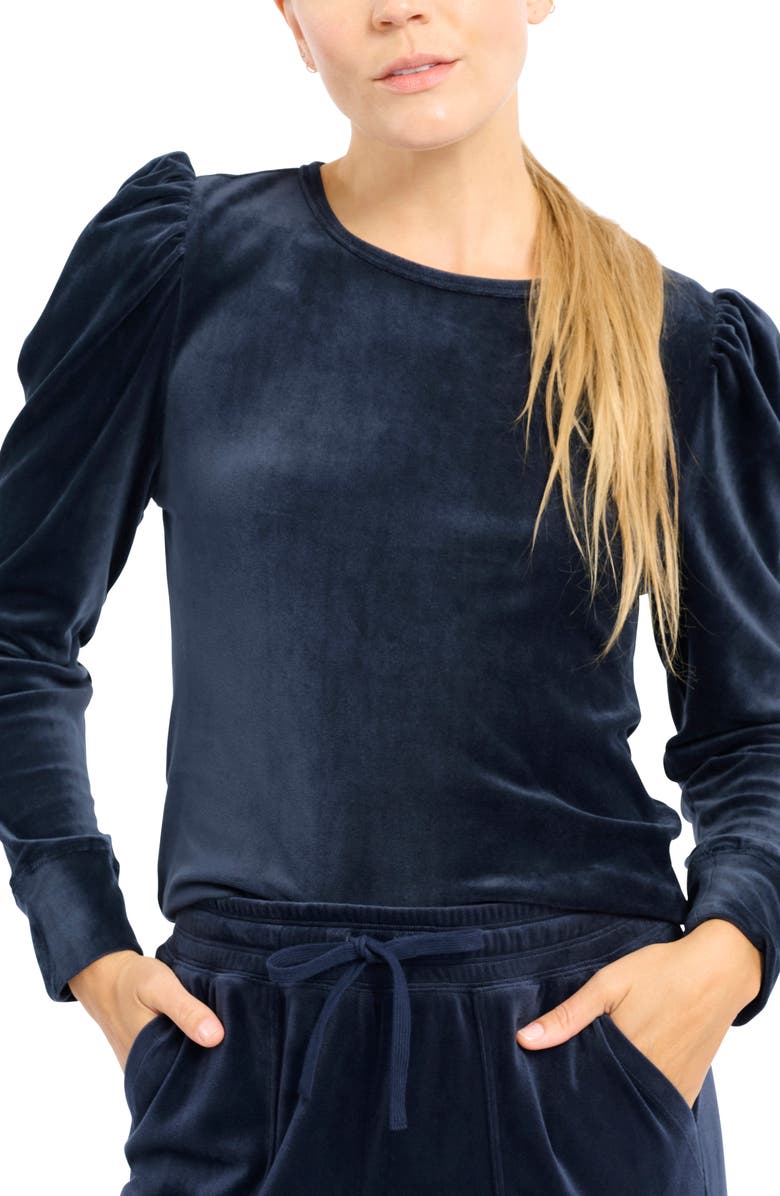 Splendid Ingrid Puff Sleeve Velour Top, Main, color,