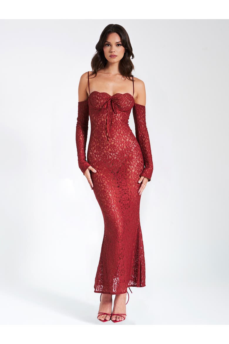 Udaya Lace Long Sleeve Maxi Dress, Main, color, Burgundy