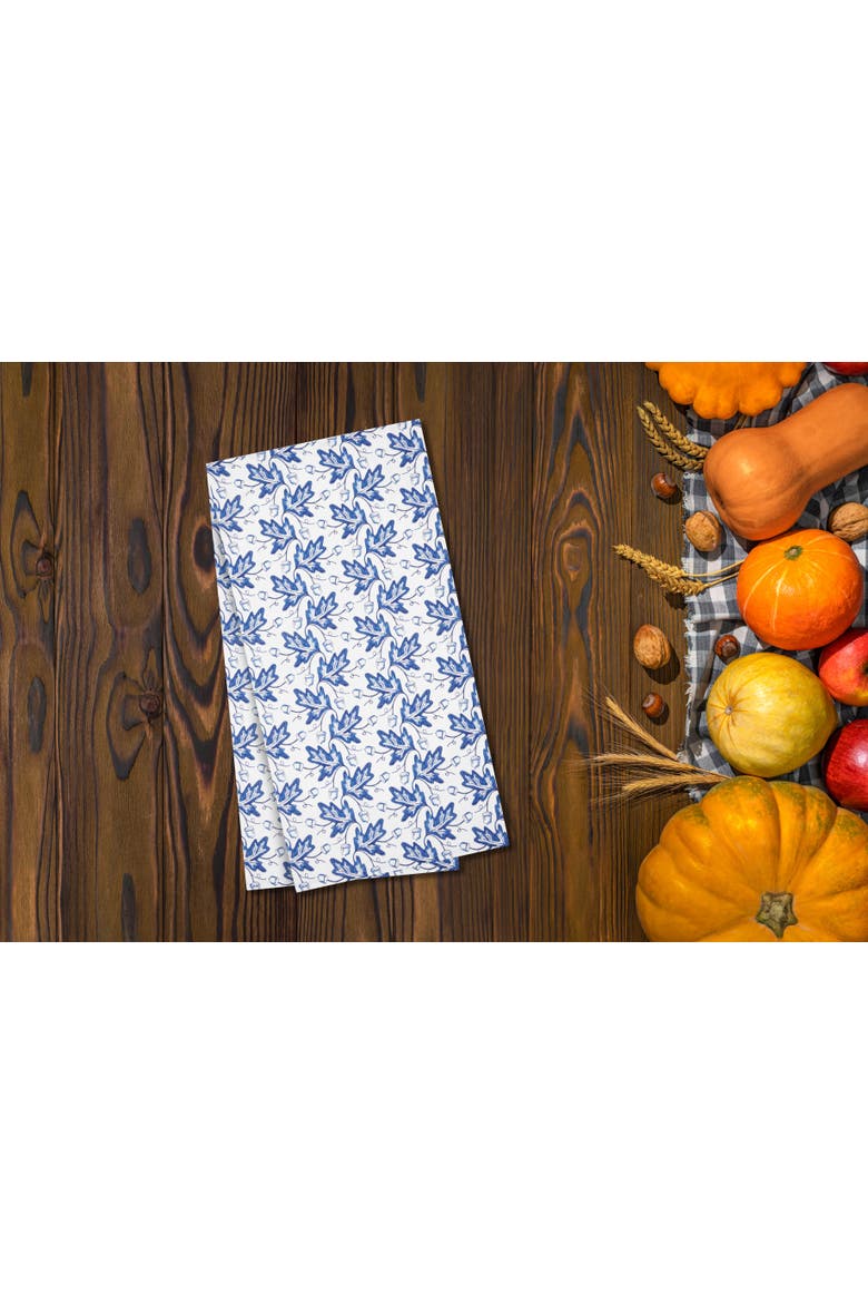 Blue Leaves & Acorn Dishtowel, Alternate, color, Blue