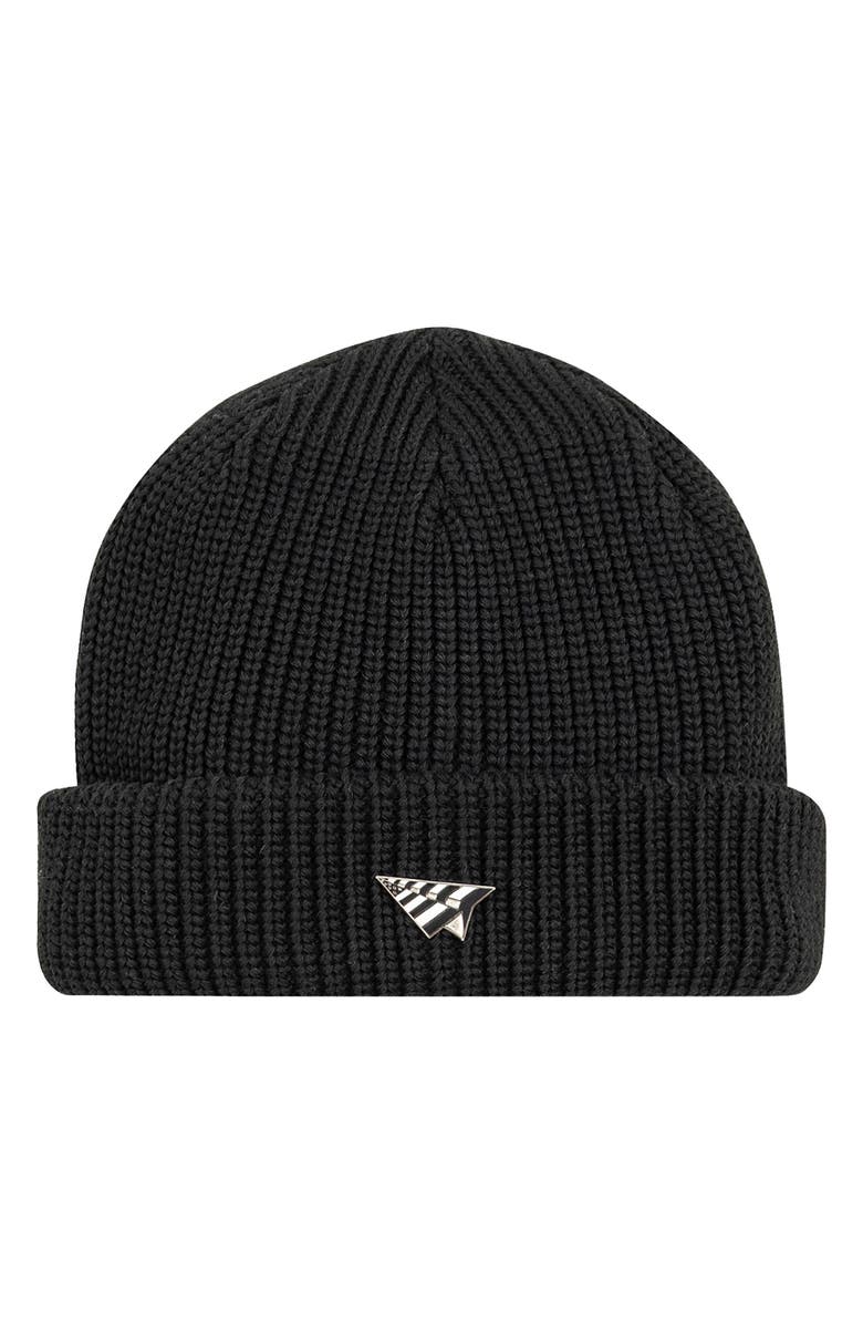 PAPER PLANES Wharfman Rib Beanie, Main, color, Black