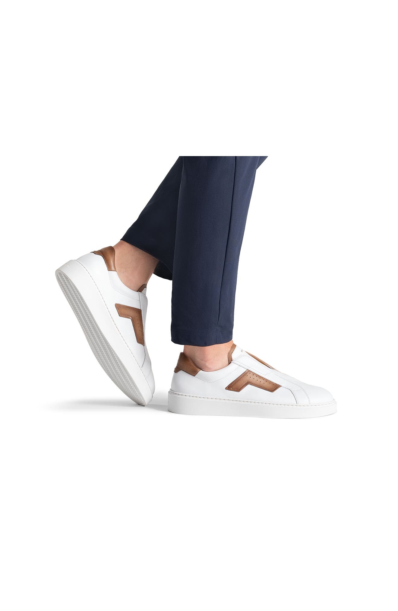 Magnanni Phoenix Slip-On Sneaker, Alternate, color, White And Taupe