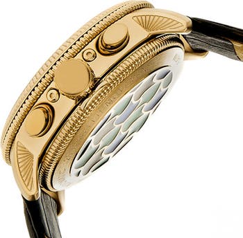 Aura Men's Semi-Skeleton Leather-Band Watch