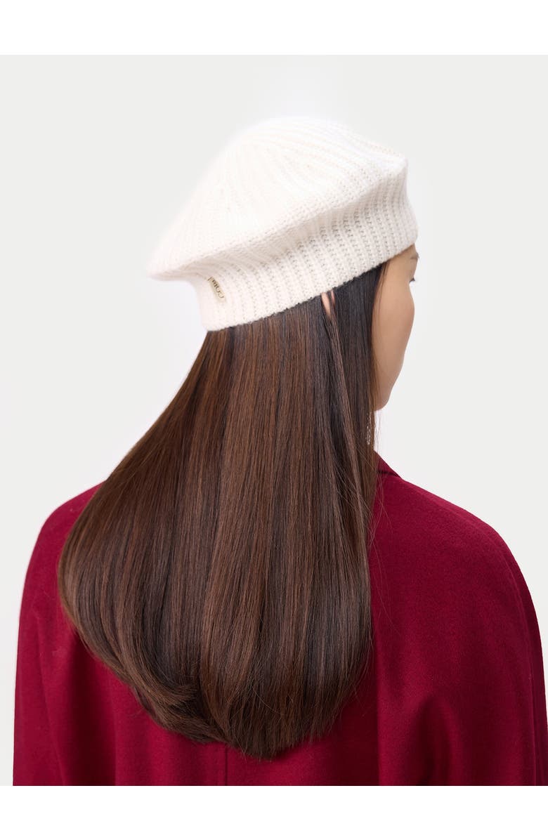 Gobi Cashmere Textured Knit Beret, Alternate, color, White