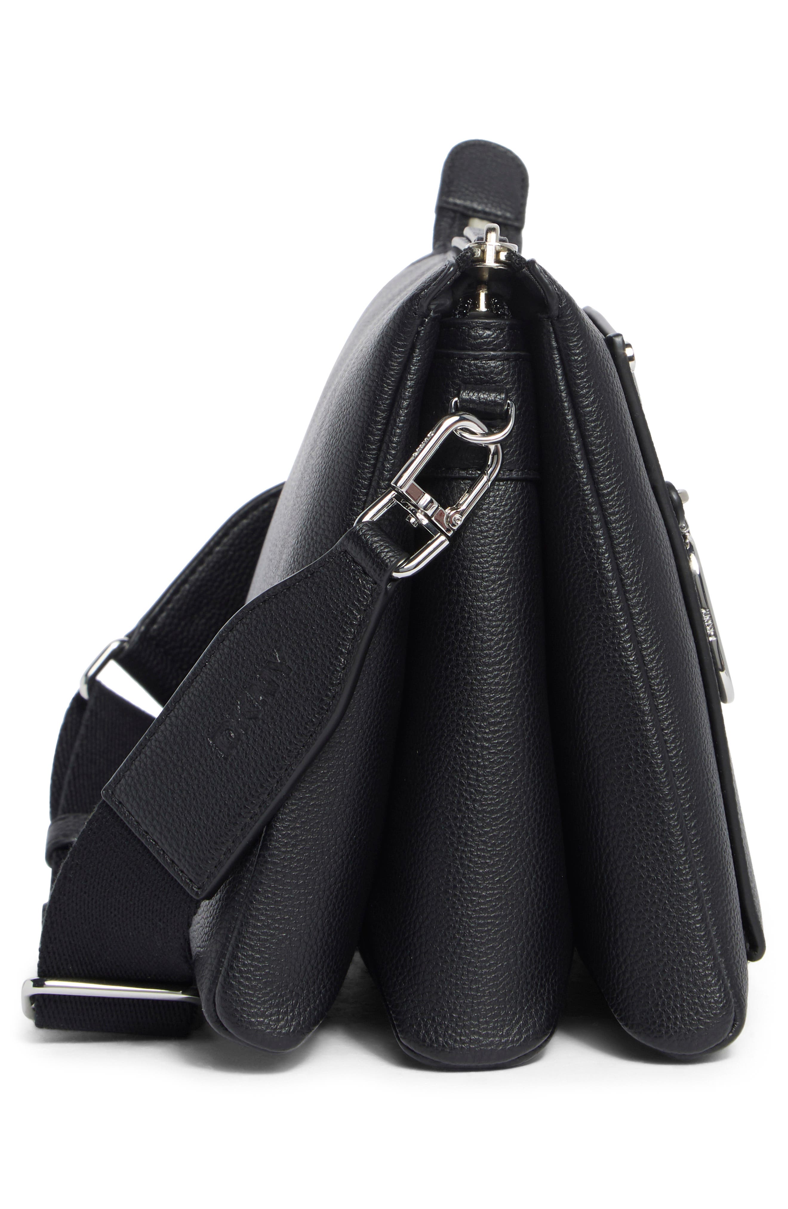 DKNY Nala Faux Leather Crossbody Bag, Alternate, color, Black/ Silver