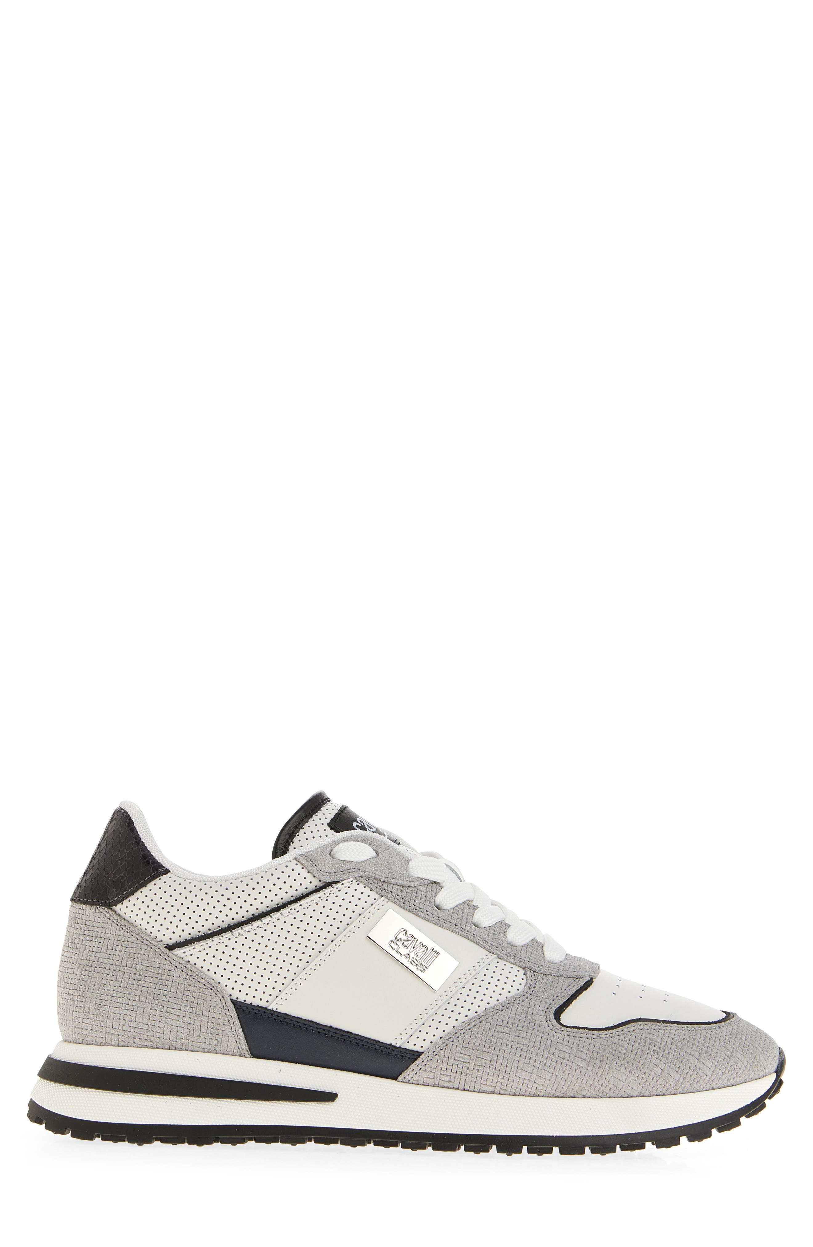Roberto Cavalli Perforated Sneaker, Alternate, color, Grey