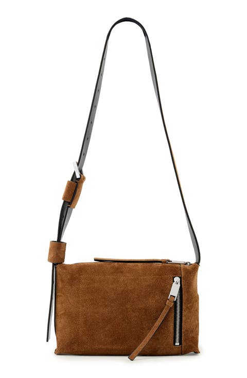 Small Alba Zip Suede Crossbody Bag