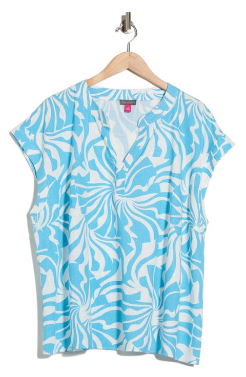 Split Neck Cap Sleeve Top