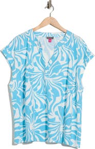 Vince Camuto Split Neck Cap Sleeve Top