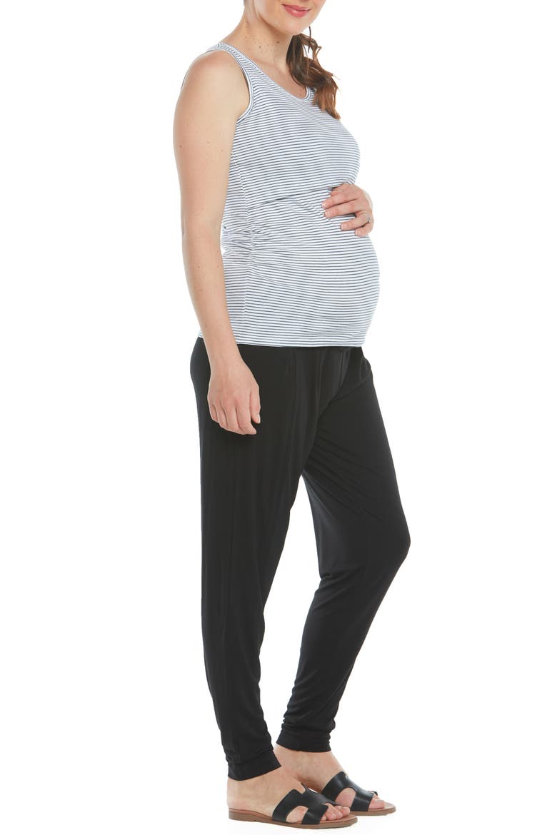 Maternity/Nursing Tank, Bra & Pants, Main, color, BLACK