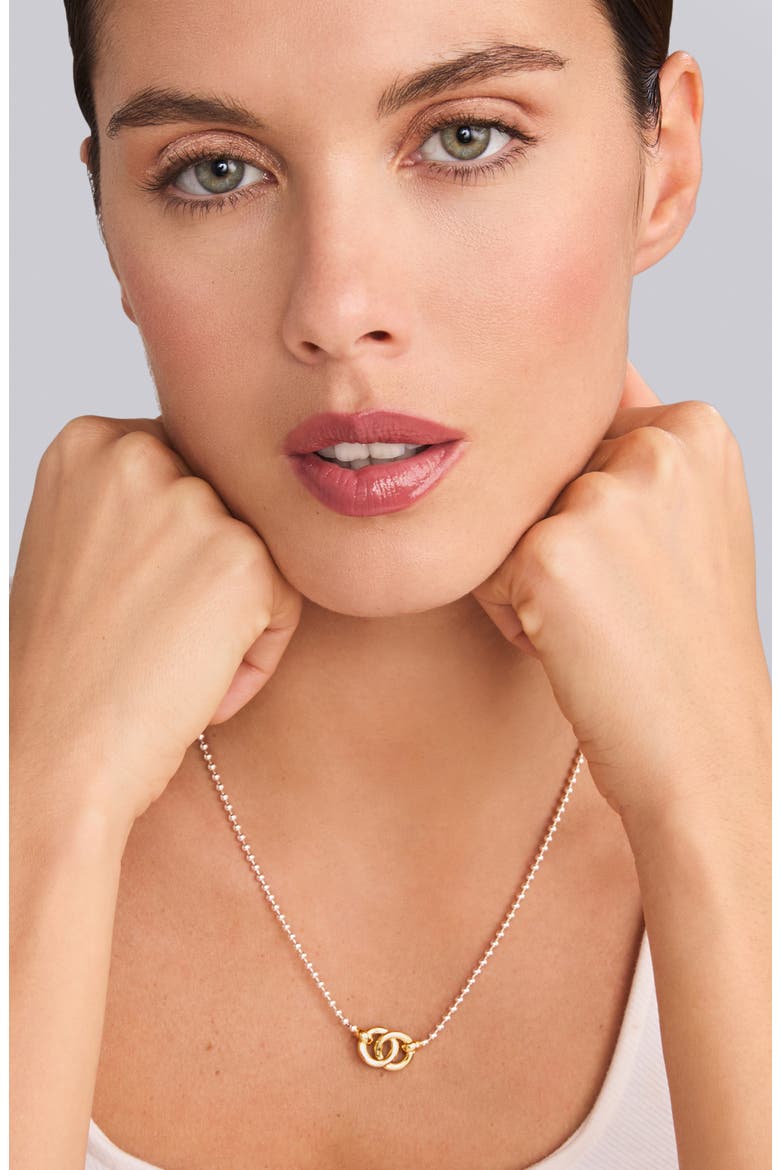 Two-Tone Interlocking Circle Pendant Ball Chain Necklace, Alternate, color, TWO-TONE