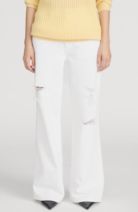 The Pixie Loose Ripped Wide Leg Jeans (White Destruct) (Petite)