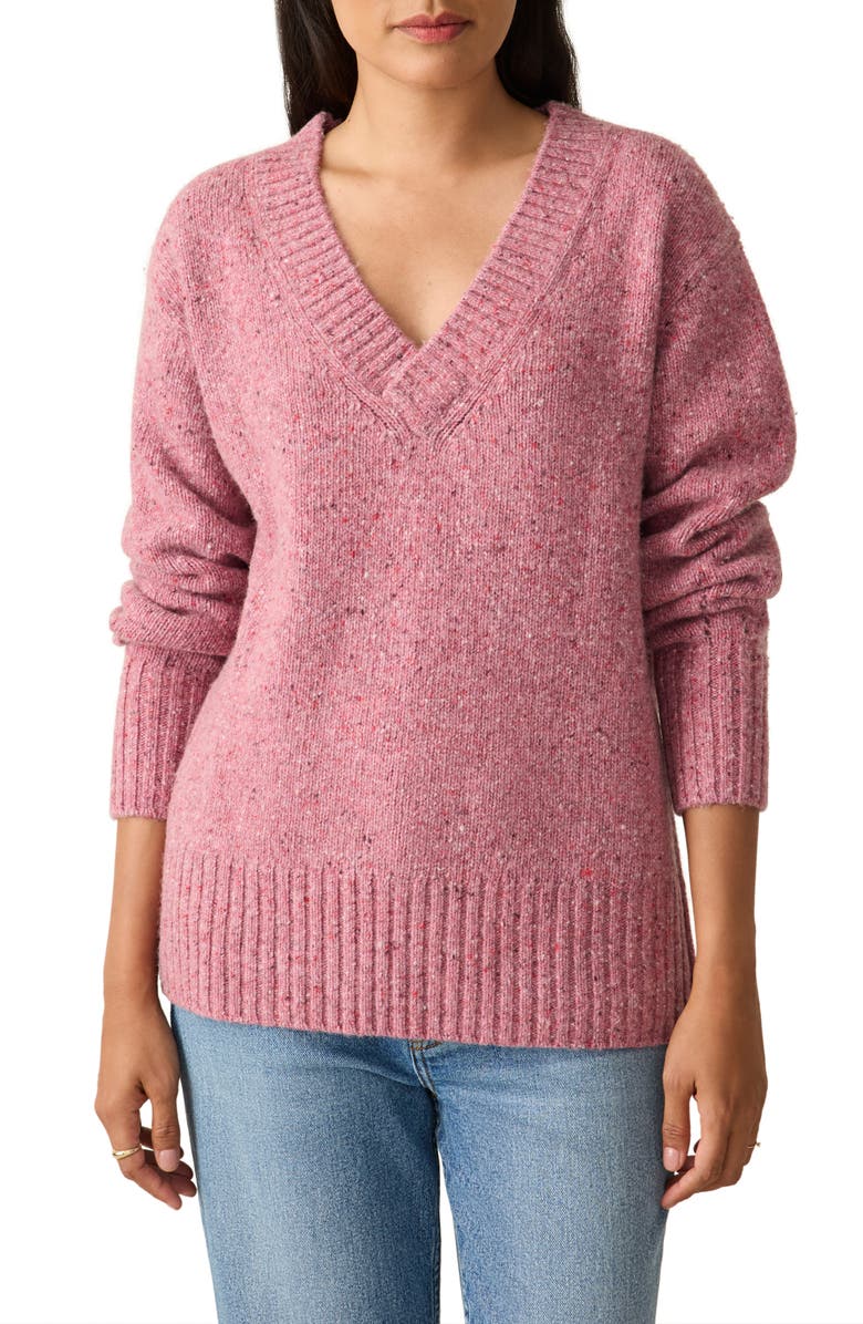 Faherty Driftwood Donegal Merino Wool Blend Sweater, Main, color, Berry Shake