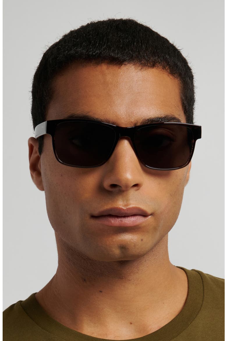 58mm Rectangular Sunglasses, Alternate, color, BROWN HORN/ GREY