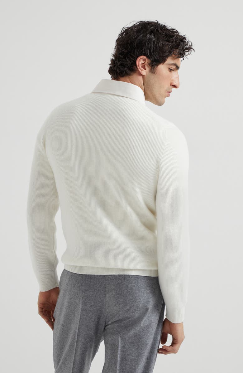 Brunello Cucinelli Rib knit polo, Alternate, color, Panama