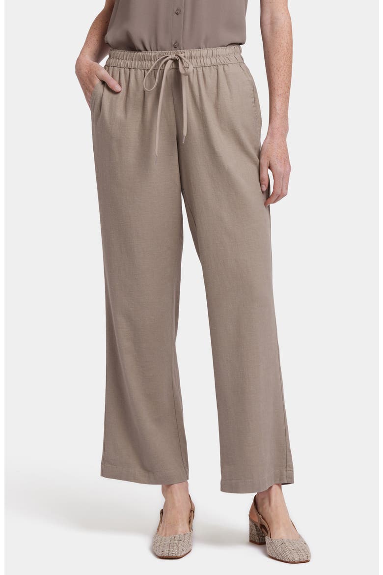 Relaxed Tie Waist Linen Blend Pants, Main, color, SADDLEWOOD
