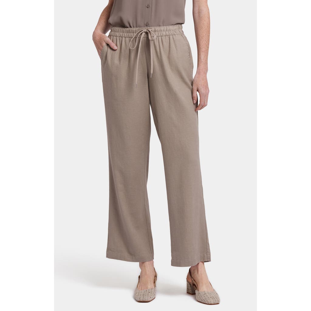 Nydj Relaxed Drawstring Linen Blend Pants In Saddlewood