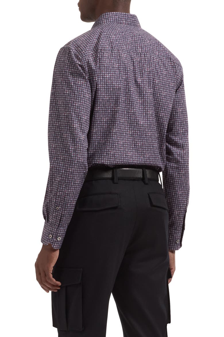 Alvin Shaped Fit Print Button-Up Shirt, Alternate, color, BURGUNDY