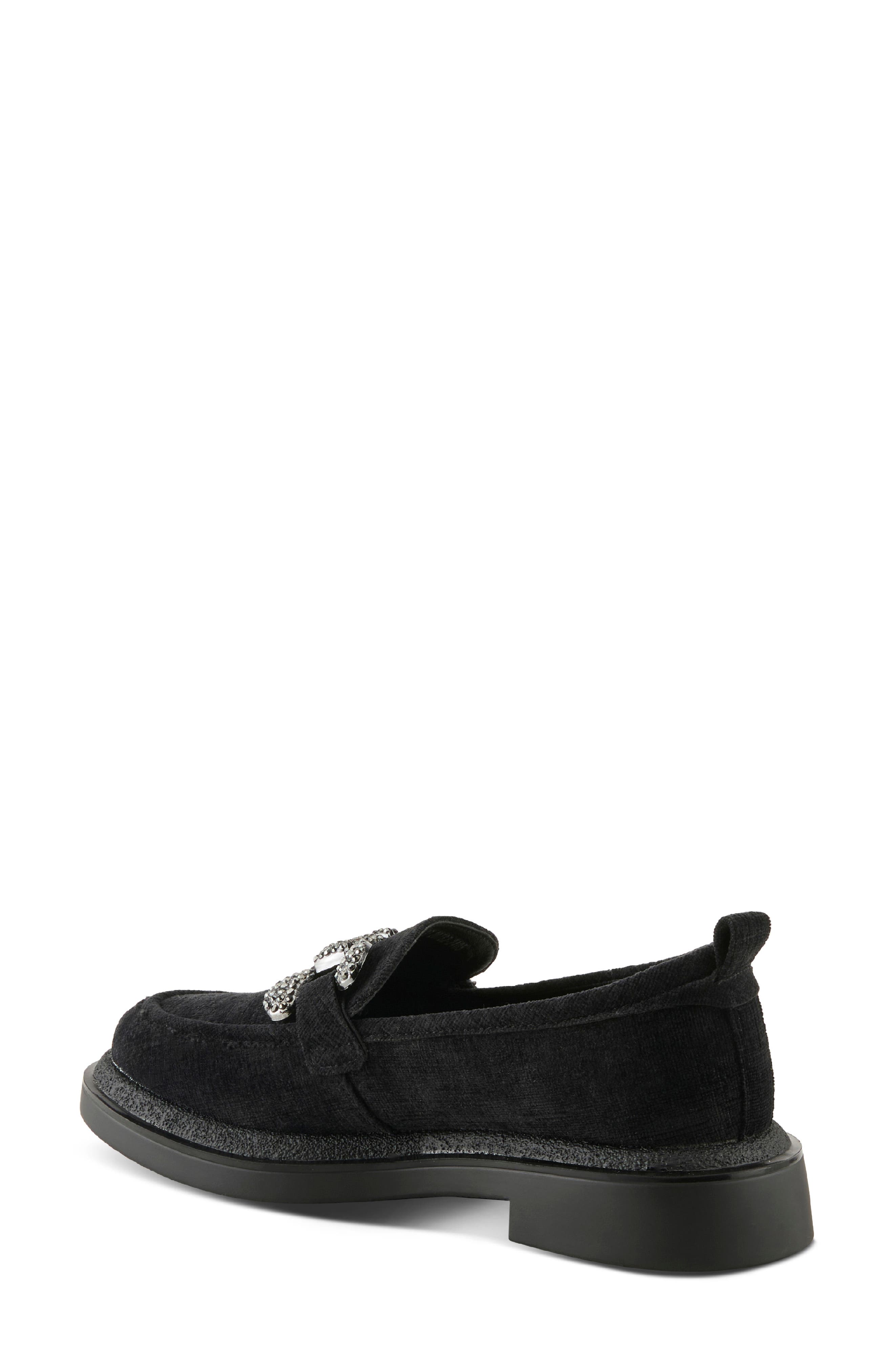 Marlen Crystal Bit Lug Sole Loafer, Alternate, color, BLACK
