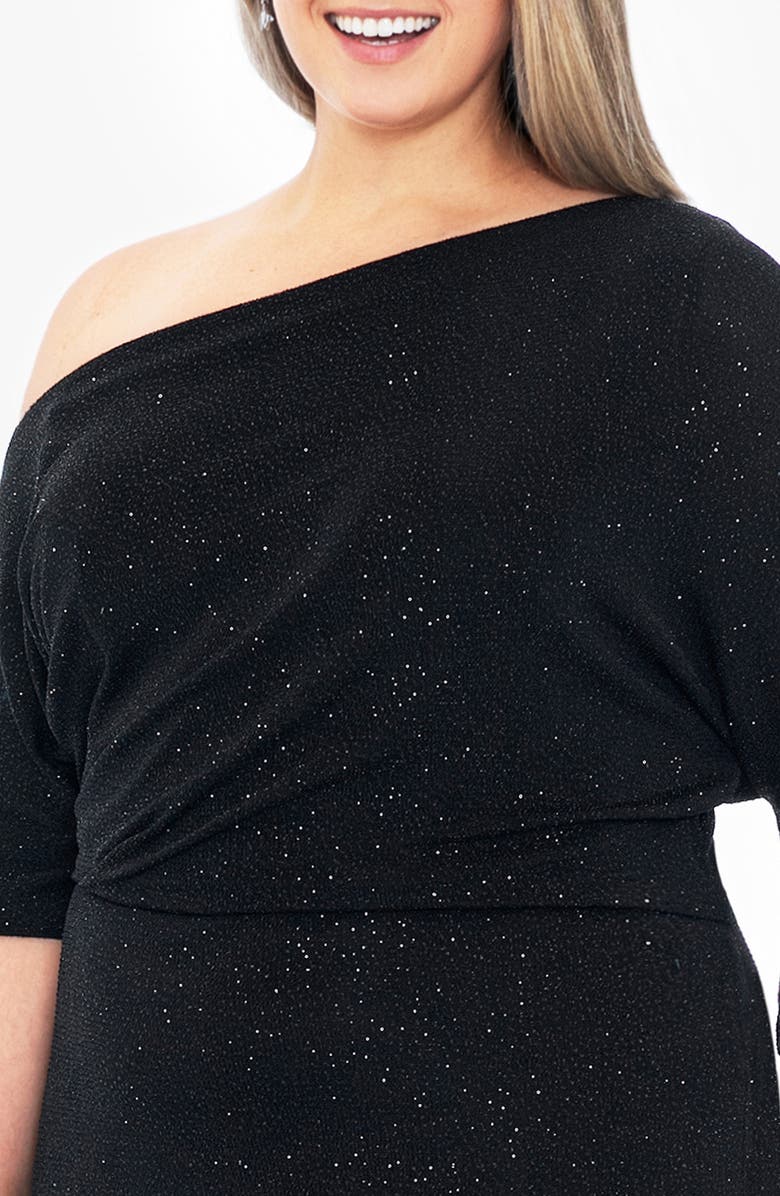 Betsy & Adam Glitter One-Shoulder Gown, Alternate, color,