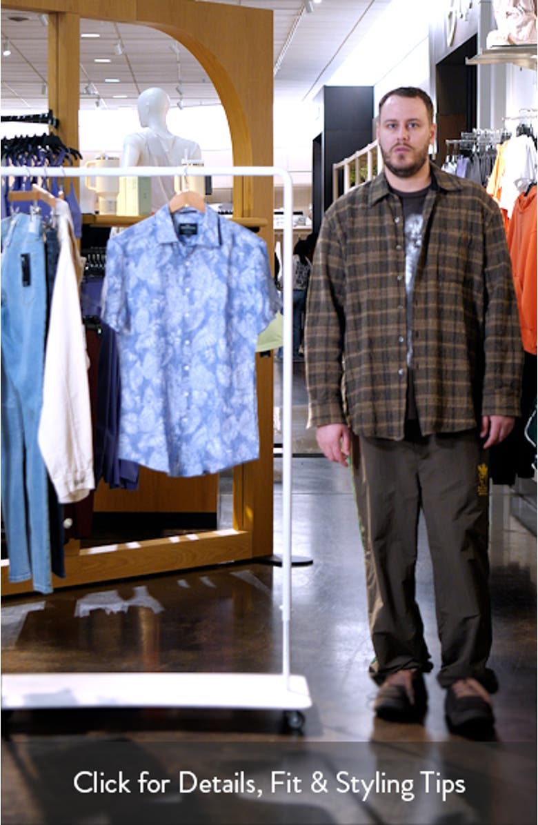 Savill Bay Frond Print Short Sleeve Linen Button-Up Shirt, sales video thumbnail