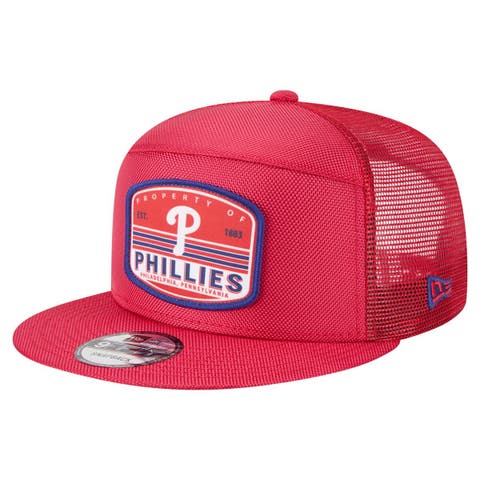Men's New Era  Red Philadelphia Phillies Split Panel 9FIFTY Trucker Snapback