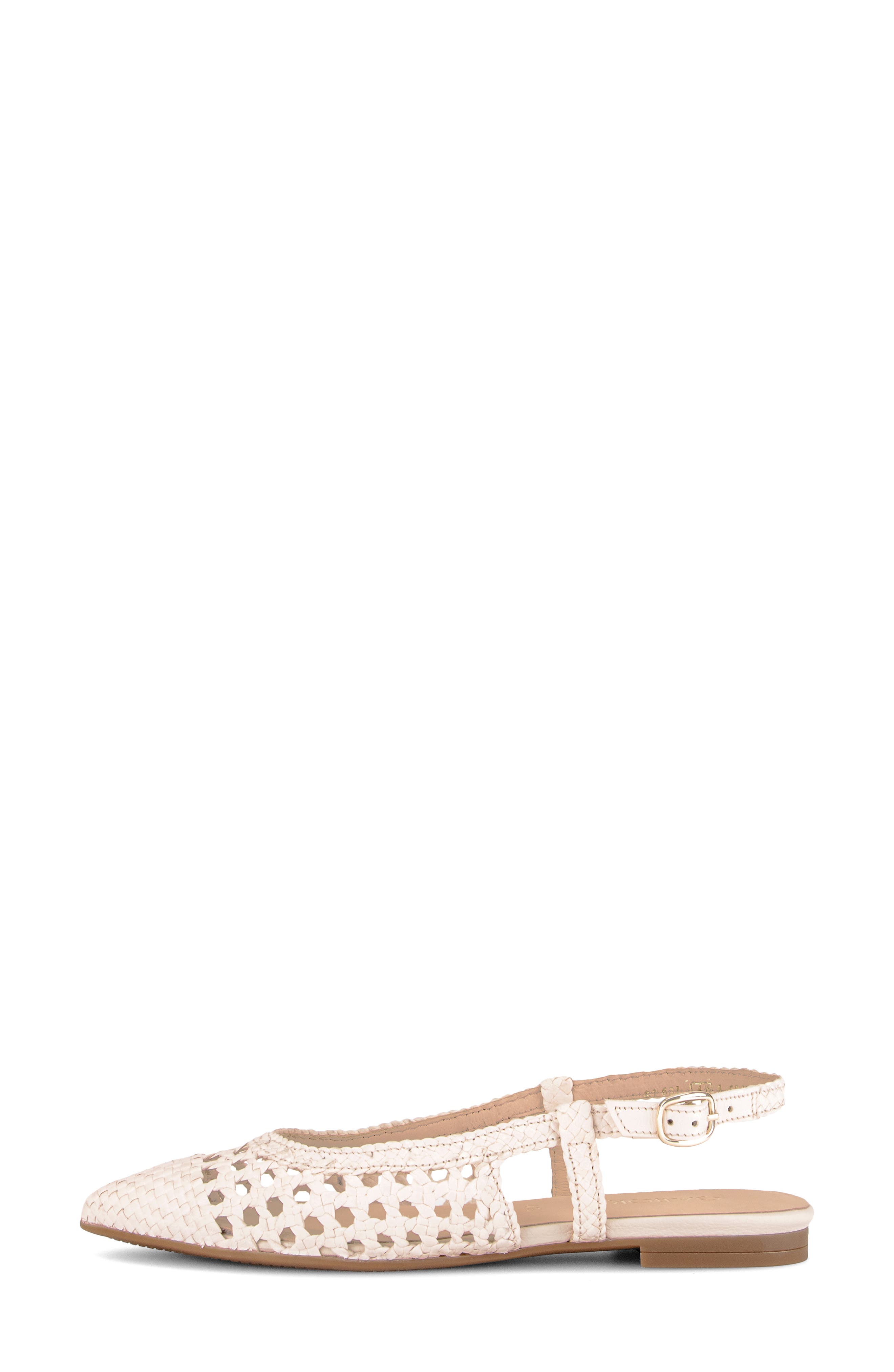 Gabor Pointed Toe Slingback Flat, Alternate, color, Creme
