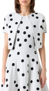 Akris punto Polka Dot Jacquard Fitted Crop Jacket