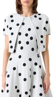 Akris punto Polka Dot Jacquard Fitted Crop Jacket