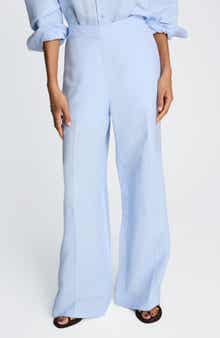 Kenneth Cole Pull-On Linen Blend Straight Leg Pants