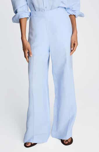 Pull-On Linen Blend Straight Leg Pants
