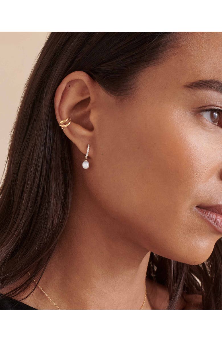 Edge of Ember Pearl Pave Diamond Huggie Earrings, Alternate, color, Diamond